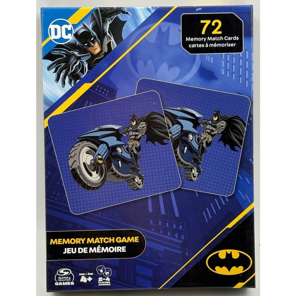 DC Batman Memory Match Game – 72 Cards – Spin Master – Ages 4+ – NEW